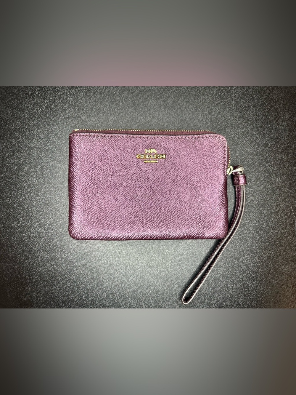 COACH corner Zip metallic Purple  Wristlet H1881-F21070